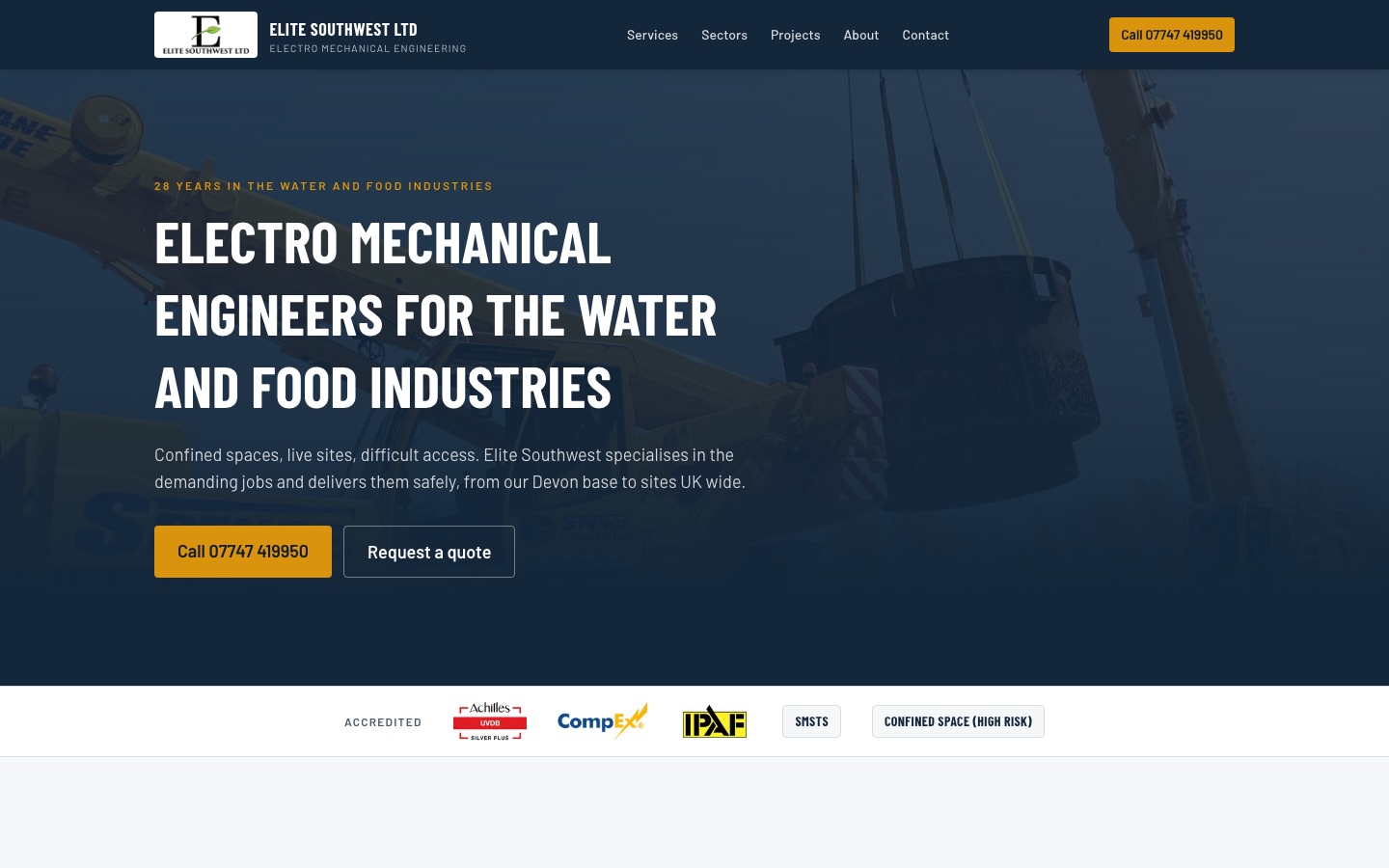 Elite Southwest website homepage