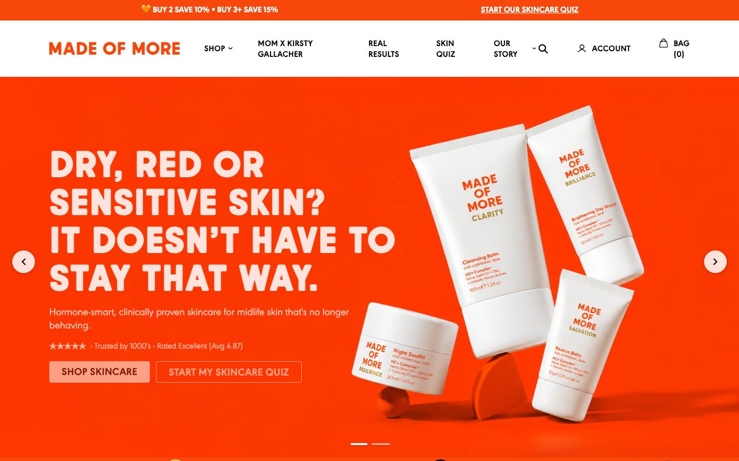 Made Of More website homepage